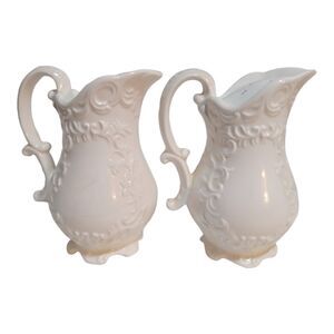 Vintage Napco White Water Pitcher Shaped Salt and Pepper Shakers